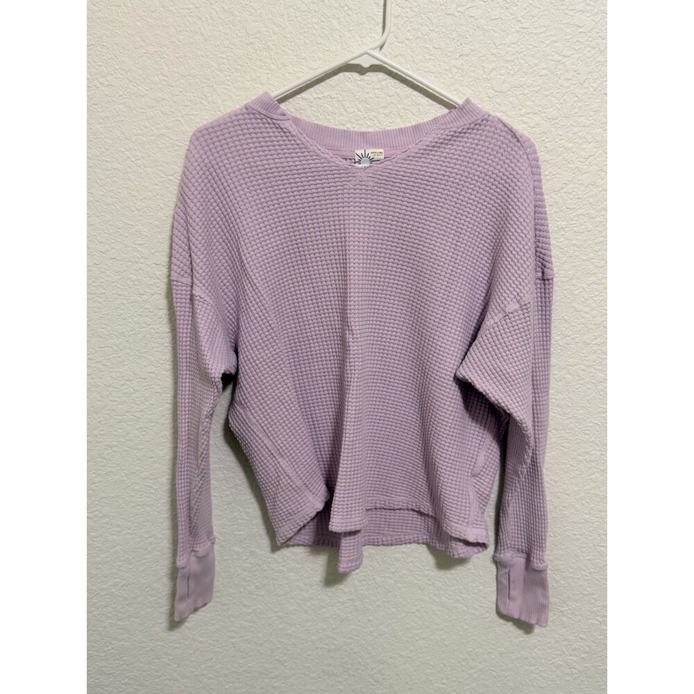 OFFLINE By Aerie Wow! Waffle Notch Neck Henley T-Shirt lavender XS